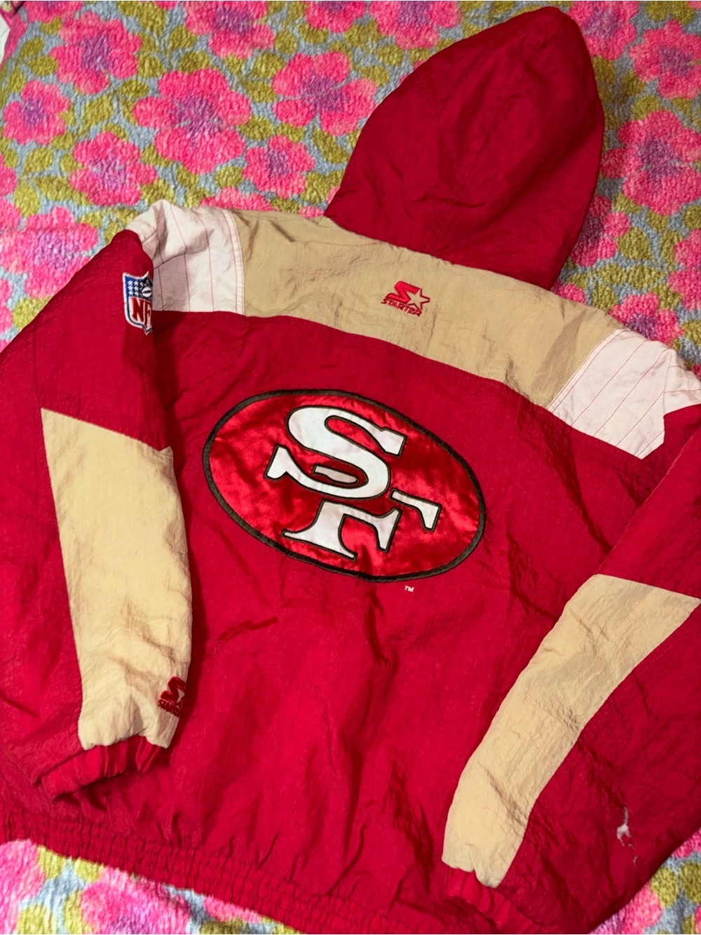 STARTER San Francisco 49ers Red and Gold Pullover Hooded Jacket - Picture 7 of 7